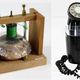 Alexander Bell Gallows Frame Phone Transmitter and C.1913 Presentational Nickel Candlestick Telephone